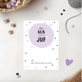 Postkaart Dikke kus voor de juf / Miek in vorm